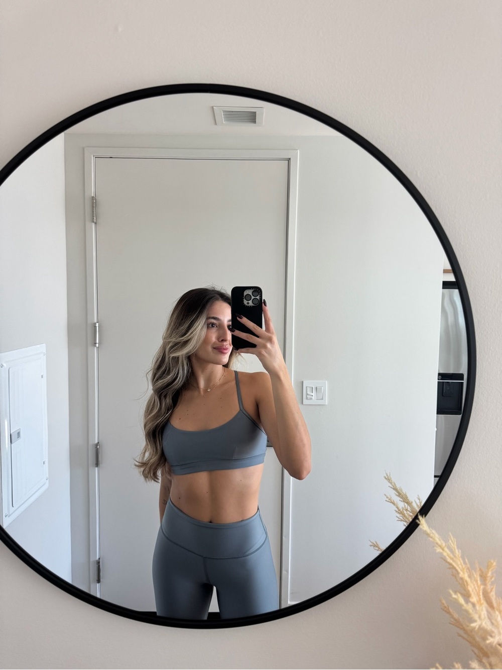 ALO Yoga Gray Sports Bra and Leggings Set